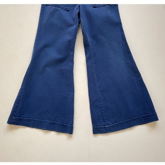 Vintage 70's Blue Bellbottom Pants / Petite / Size 30"W  / Cotton Flares Juniors - Picture 4 of 9